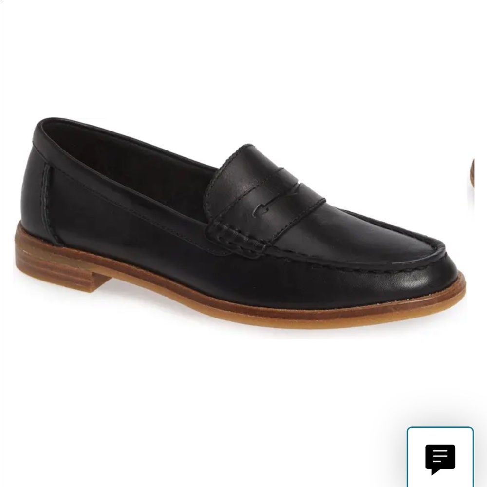 Sperry seaport penny loafer - black leather